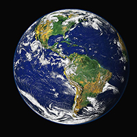 Satellite image of Earth showing an entire hemisphere